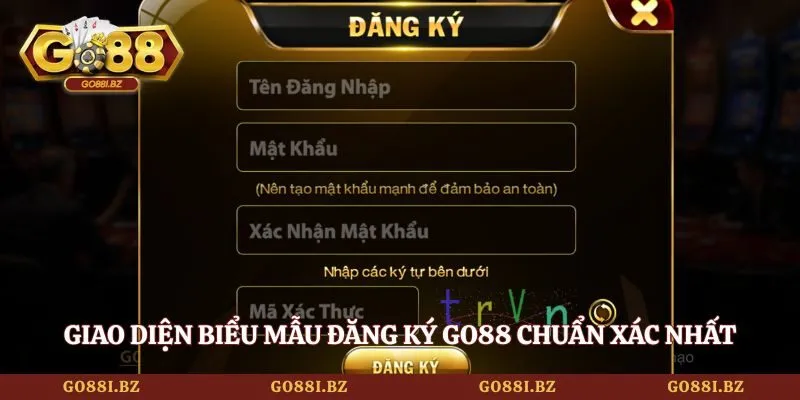 Giao diện biểu mẫu đăng ký GO88 chuẩn xác nhất