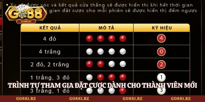 Xóc Đĩa GO88 - Trải Nghiệm Cá Cược Đẳng Cấp Quốc Tế 3 Go88 Trình tự tham gia đặt cược dành cho thành viên mới